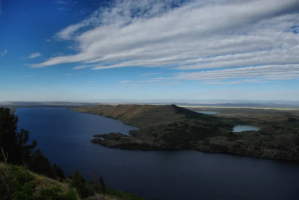 Fremont Jezero Širokým Otevřeným Výhledem Jezera Pláně Horské Řetězy Idaho — Stock fotografie