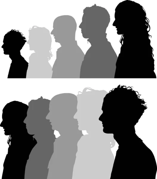 Menselijke Profielgezichten Silhouetten — Stockfoto