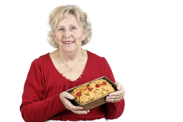 Mother Grand Mother Welcoming Her Family Smile Freshly Baked Home — Stock Photo, Image