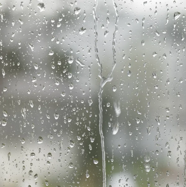 窓からすにロールオフ雨滴の詳細 — ストック写真