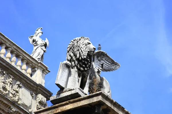 Lion Mark Column Front Palazzo Maffei Piazza Delle Erbe Verona — Stock Photo, Image