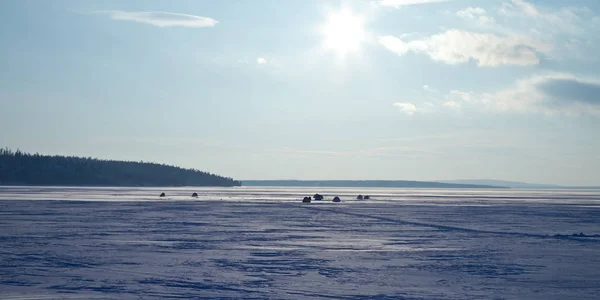 Sun Frozen Lake Winter — Stock Photo, Image