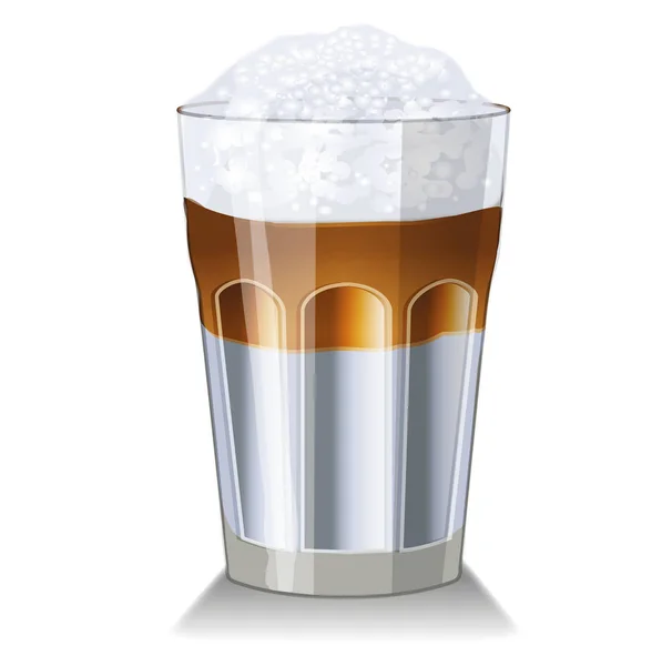 Glas Kaffee Mit Schaum Und Eiswürfeln Isoliert Auf Weißem Hintergrund — Stockfoto