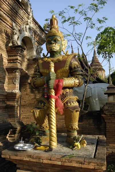 Figura Demoniaca Fronte Tempio Chiang Mai Thailandia — Foto Stock