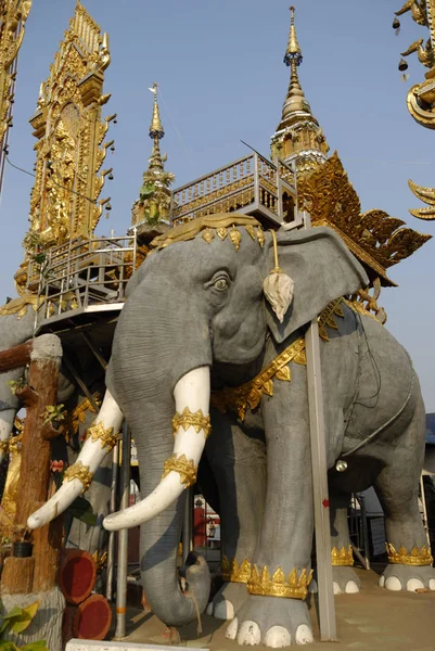 Sculptura Elefantilor Proprietarul Buddana Triunghiul Aur Thailanda — Fotografie, imagine de stoc