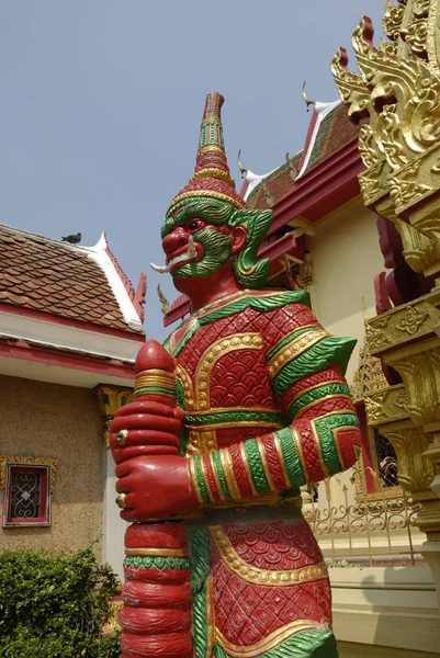 Figura Guardiana Frente Templo Ayutthaya Thailand —  Fotos de Stock