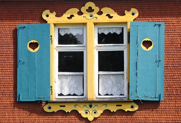 Alte Holztür Mit Fenster — Stockfoto