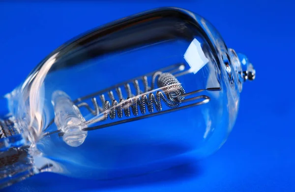 Halogen Bulb Blue Background — Stock Photo, Image