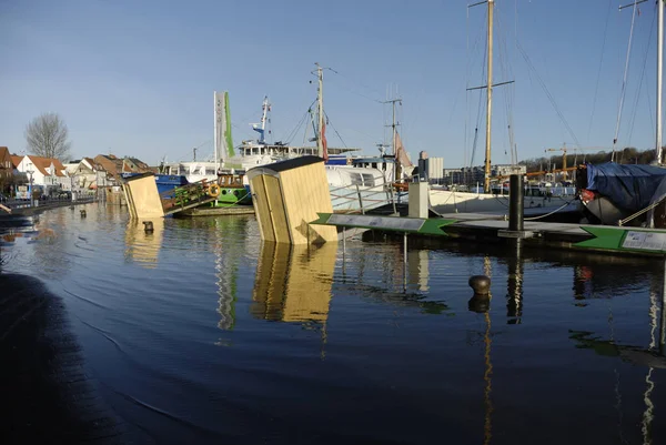 Inundação 2012 Flensburg Schleswig Holstein Alemanha — Fotografia de Stock