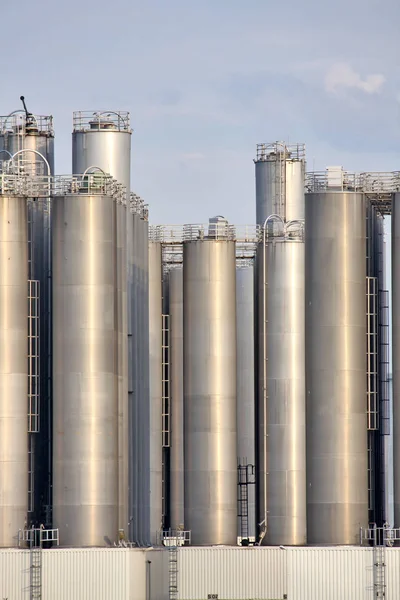 Large Industrial Silos Factory — Stock Photo, Image