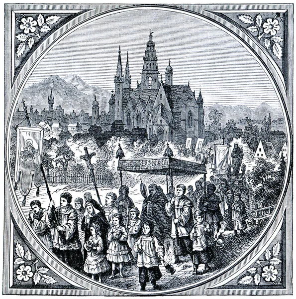 그림들 코퍼스 크리스티 행렬을 줍니다 교회의 1880 — 스톡 사진