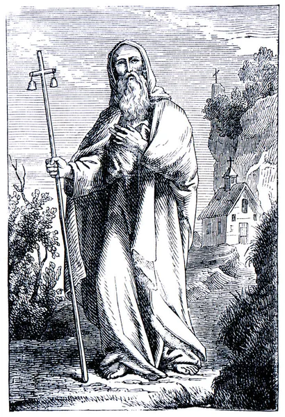 古老的版画 描绘了安东尼大帝 教会史 一书中 1880年 — 图库照片