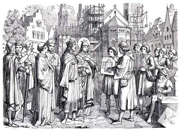 Régi Metszetek Henriket Ábrázolta Szent Római Császárt Bambergi Római Katolikus — Stock Fotó