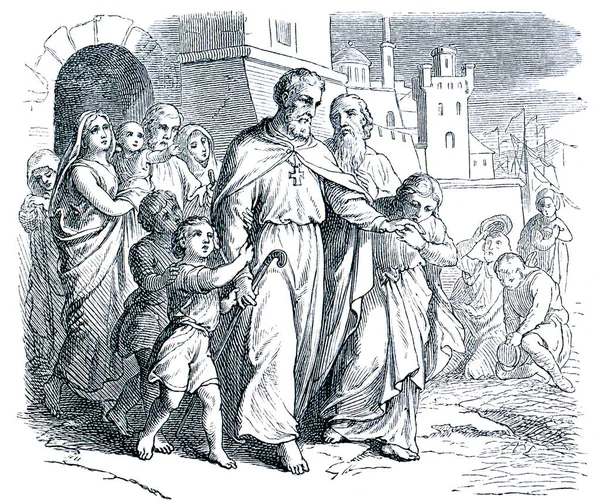 Oude Gravures Toonde Ballingschap Athanasius Van Alexandrië Het Boek Geschiedenis — Stockfoto