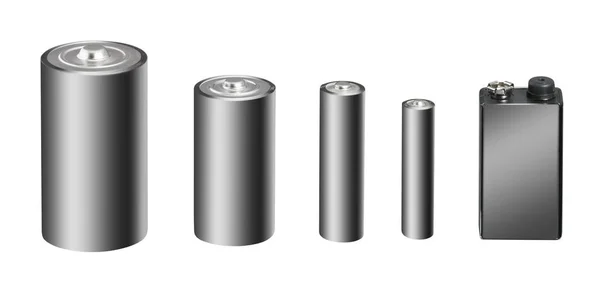 Studiofotografie Van Een Set Met Batterijen Met Metalen Oppervlak Witte — Stockfoto