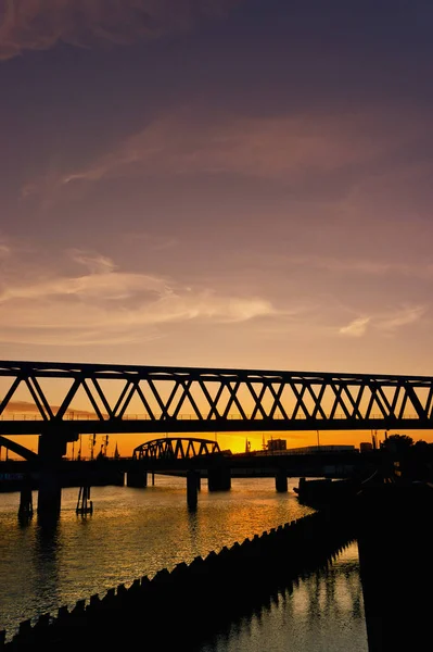 Eisenbahnbruecken Luz Noite — Fotografia de Stock