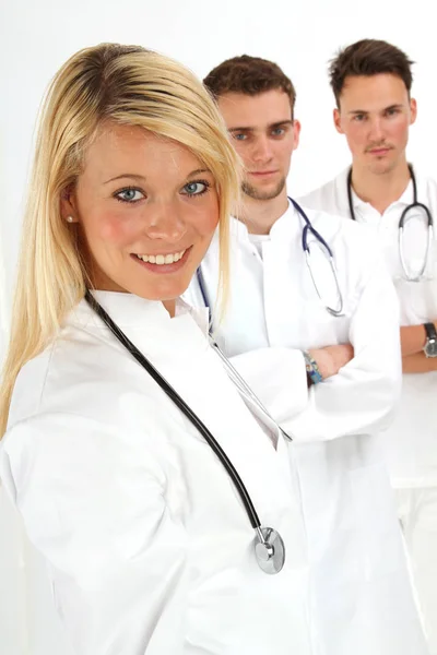 Médico Joven Médico Familia — Foto de Stock