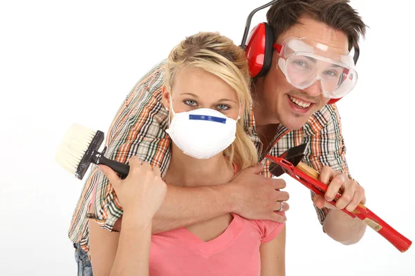 Young Couple House Construction — Stock Photo, Image