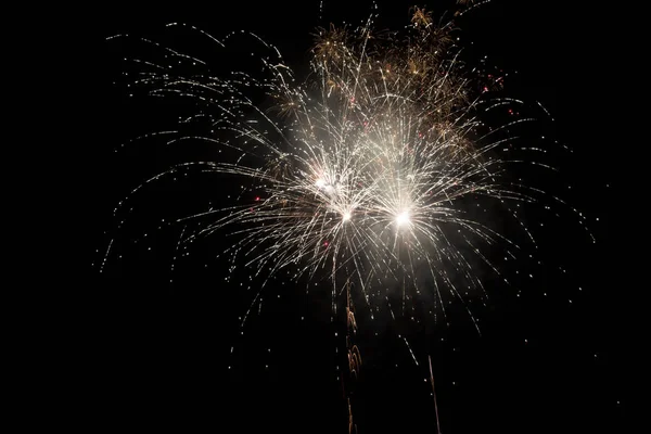 Fuegos Artificiales Explosión Cielo Nocturno Celebración — Foto de Stock