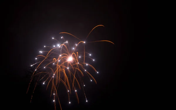 Πυροτεχνήματα Έκρηξη Στο Νυχτερινό Ουρανό Γιορτή Φεστιβάλ — Φωτογραφία Αρχείου