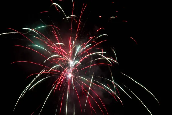 Exploding Sparkly Colorful Fireworks Sky — Stock Photo, Image