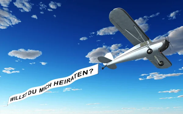 Flugzeugbanner Mich Heiraten — Stockfoto