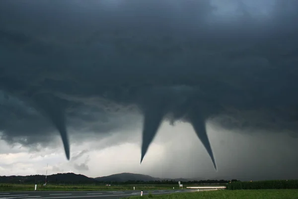 Changement Climatique Ouragan Tornade Dans Ciel Catastrophe Naturelle — Photo