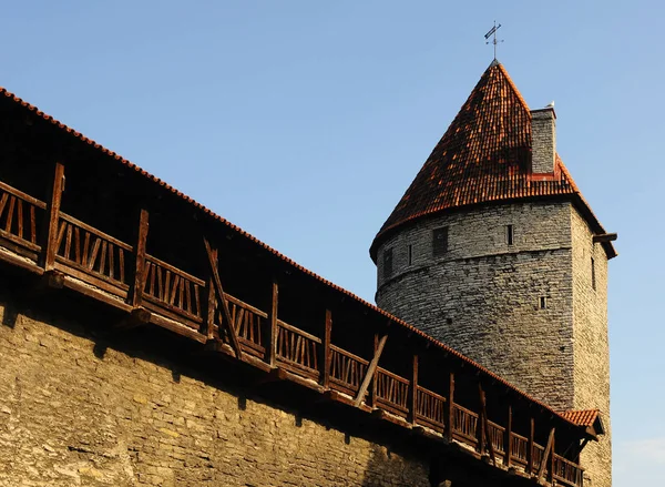Городская Стена Башня Таллинне Эстония — стоковое фото
