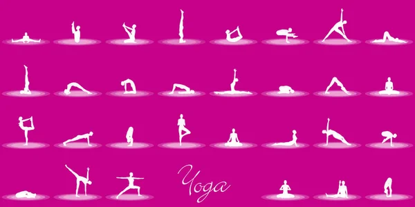 yoga poses set - magenta white
