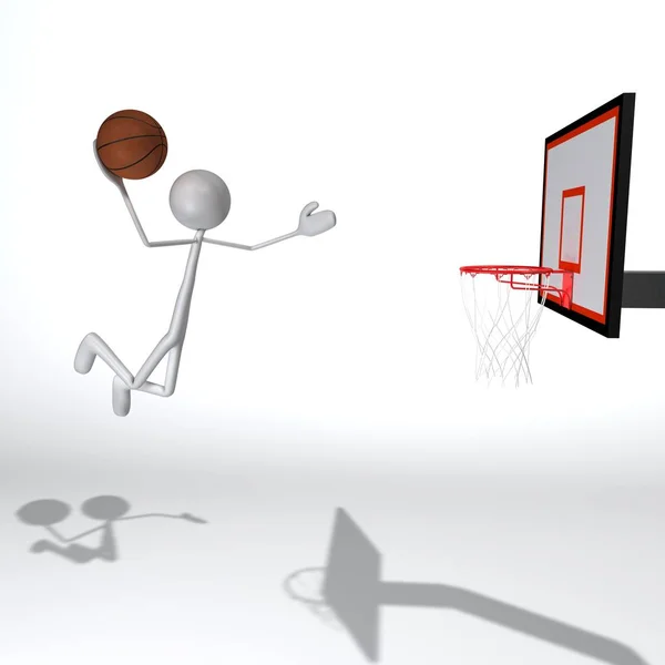 Figure Jumping Threw Air Doing Slam Dunk — Stock Photo, Image