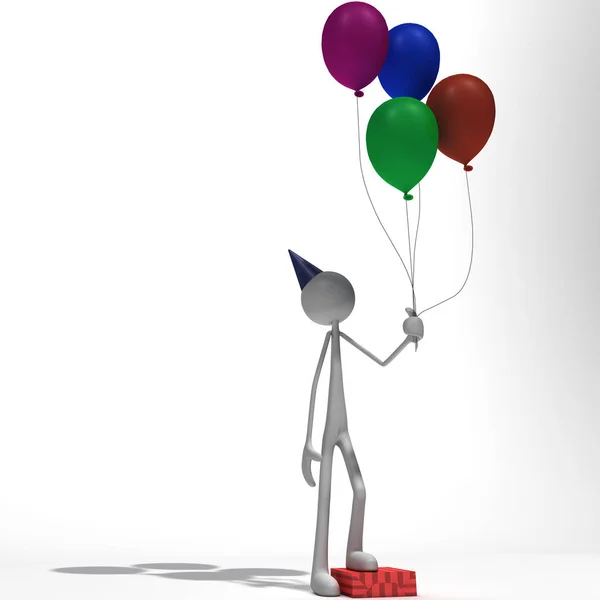 Eine Figur Steht Mit Bunten Luftballons — Stockfoto