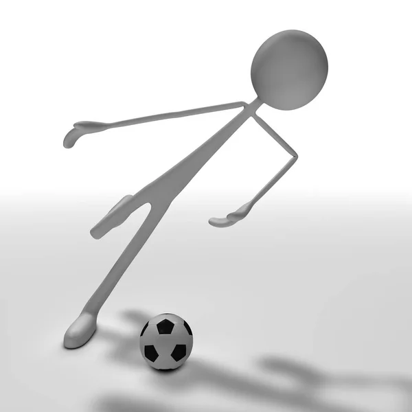 Фигура Играет Футбол Вид Спереди — стоковое фото
