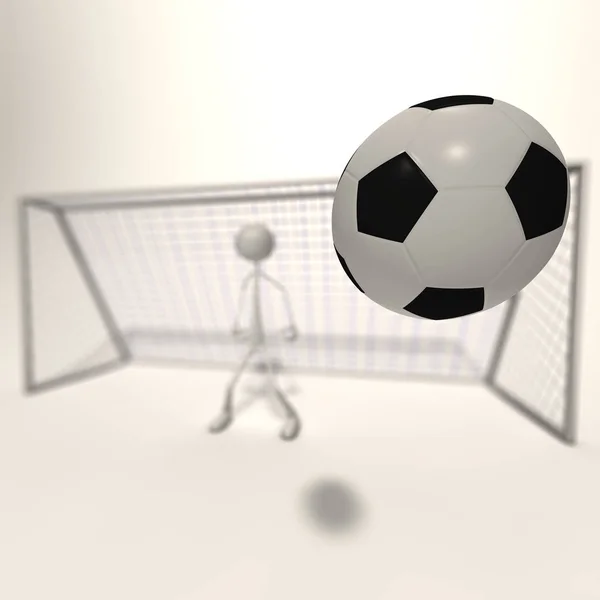 Una Palla Arriva Goal Focus Ball — Foto Stock