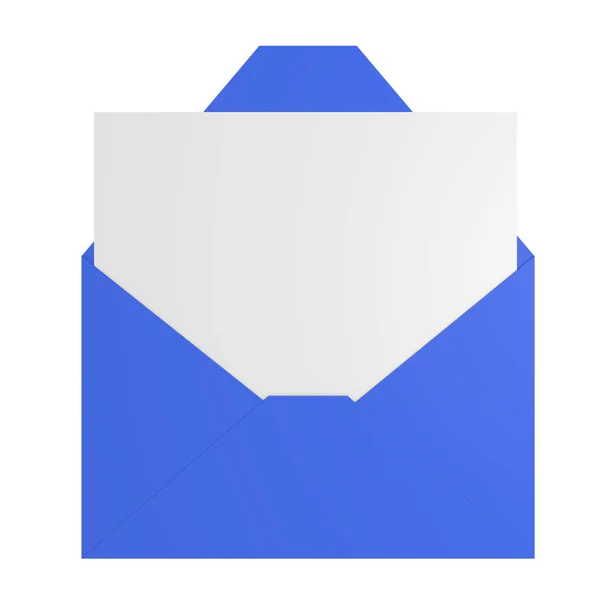 Enveloppe Bleue Avec Une Lettre Vierge Image — Photo