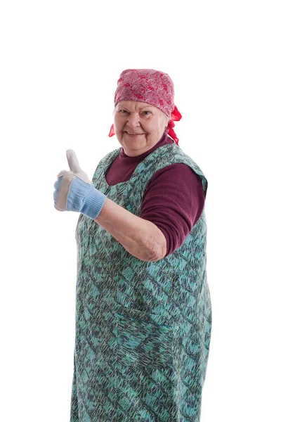 活跃的老年妇女竖起大拇指 — 图库照片
