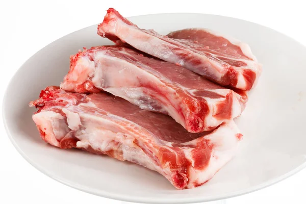 Surowe Mięso Wieprzowe Czosnkiem Pieprzem — Zdjęcie stockowe