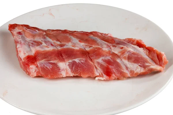 Rauw Vlees Een Witte Achtergrond — Stockfoto