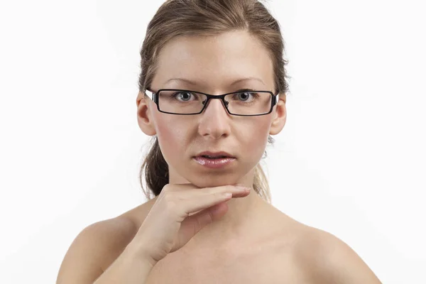 Portrait Young Woman Eyeglasses Looking Camera Stock Image