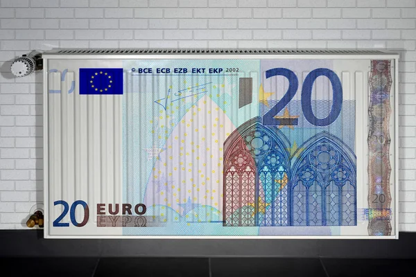 Heizkörper Mit Euro Schein — Stockfoto