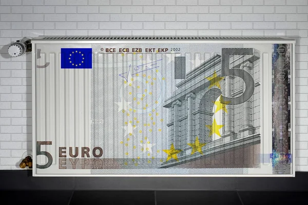Euróbankjegyekkel Ellátott Radiátor — Stock Fotó