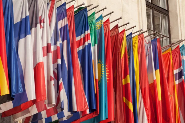 Banderas Internacionales Símbolo Gobiernos Estados — Foto de Stock