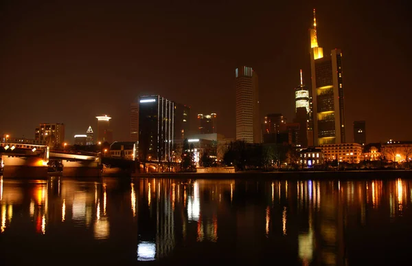 Skyline Frankfurt Night — Stock Photo, Image