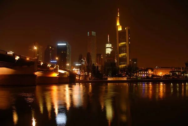 Skyline Frankfurt Night — Stock Photo, Image