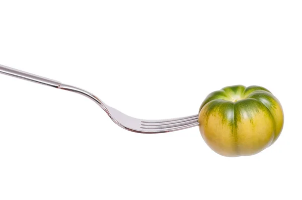 Fork Green Meat Tomato Impaled — Stock Photo, Image