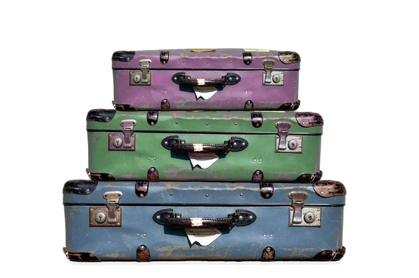 Old Suitcases Isolated White — Stock Photo, Image