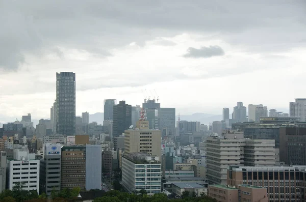 Skyline Osaka City Japão Como Visto Castelo Osaka — Fotografia de Stock