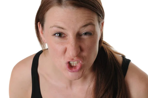 Angry Woman Screaming Isolated White Background — Stock Photo, Image