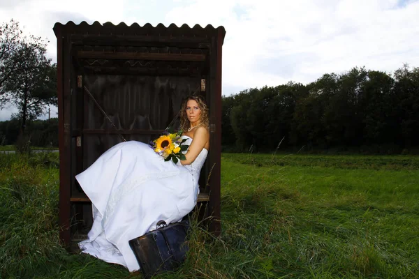 Noiva Casamento Casamento Vestido Noiva Vestido Casamento Casamento Buquê Noiva — Fotografia de Stock