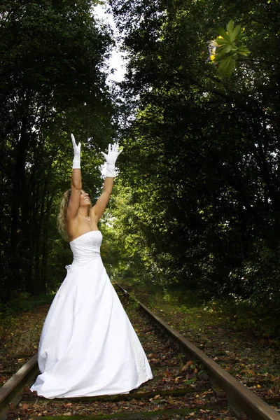 Noiva Mulher Vestido Casamento — Fotografia de Stock