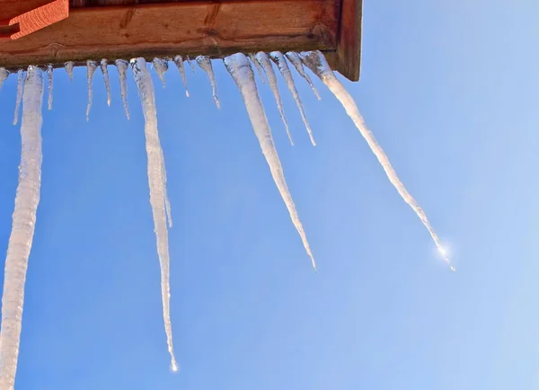 Eiszapfen Kalten Wintertagen — Stockfoto